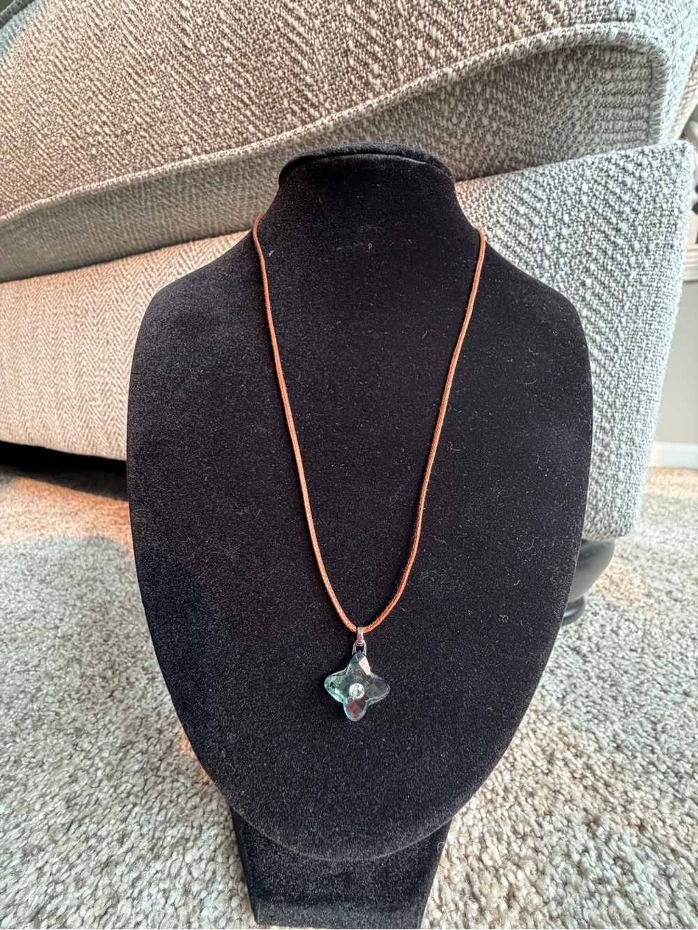 Swarovski Rhodium-Plated Crystal Flower Pendant Cord Necklace